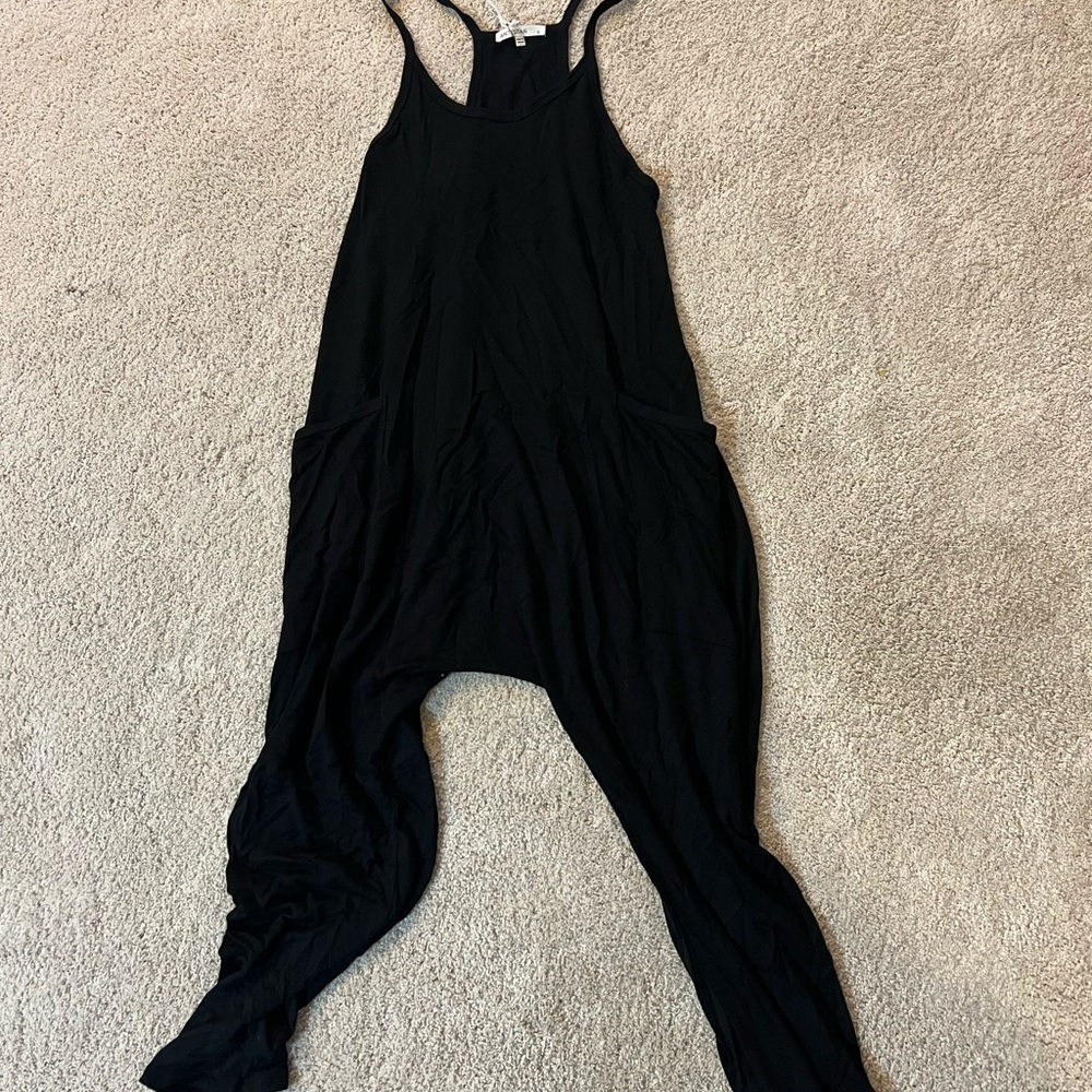 Black Harem Style Jumpsuit with Spaghetti Straps